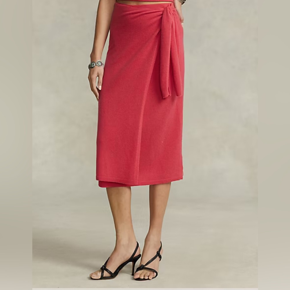 New, Polo Ralph Lauren Cashmere-Blend Wrap Sweater Skirt
